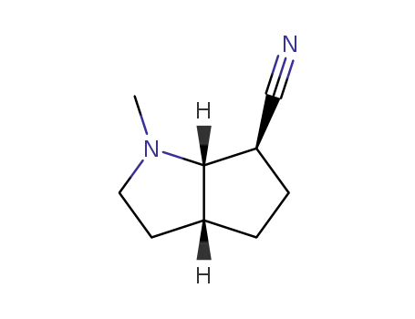 Molecular Structure of 142321-18-4 (Cyclopenta[b]pyrrole-6-carbonitrile, octahydro-1-methyl-, (3aalpha,6alpha,6aalpha)- (9CI))