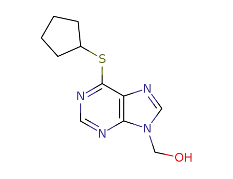 Molecular Structure of 14196-96-4 ([6-(cyclopentylsulfanyl)-9H-purin-9-yl]methanol)