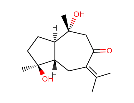 Molecular Structure of 108887-68-9 (6(1H)-Azulenone,octahydro-1,4-dihydroxy-1,4-dimethyl-7-(1-methylethylidene)-, (1S,3aR,4R,8aS)-)