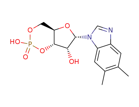 Molecular Structure of 142754-31-2 (5,6-DIMETHYL-1-BETA-D-RIBOFURANOSYLBENZIMIDAZOLE-3',5'-CYCLIC MONOPHOSPHATE,SODIUM SALT)