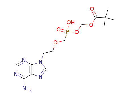 Molecular Structure of 142341-05-7 (Propanoic acid, 2,2-dimethyl-,
[[[[2-(6-amino-9H-purin-9-yl)ethoxy]methyl]hydroxyphosphinyl]oxy]methyl
ester)