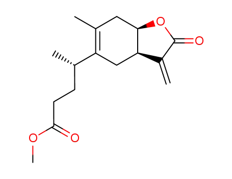 Molecular Structure of 14271-37-5 ((4S)-4-[(3aR)-2-Oxo-3-methylene-6-methyl-2,3,3aα,4,7,7aα-hexahydrobenzofuran-5-yl]pentanoic acid methyl ester)