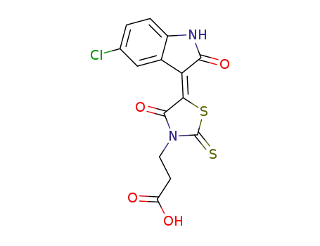 (5Z)-5-(5-Chloro-1,2-dihydro-2-oxo-3H-indol-3-ylidene)-4-oxo-2-thioxo-3-thiazolidinepropanoic acid