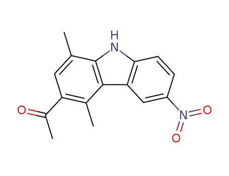 Molecular Structure of 136950-68-0 (1-(1,4-Dimethyl-6-nitro-9H-carbazol-3-yl)-ethanone)