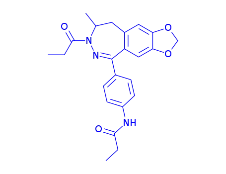 Propanamide, N-(4-(8,9-dihydro-8-methyl-7-(1-oxopropyl)-7H-1,3-dioxolo(4,5-h)(2,3)benzodiazepin-5-yl)phenyl)-