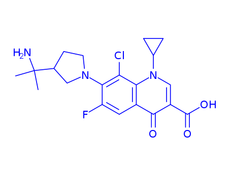 3-QUINOLINECARBOXYLIC ACID,1,4-DIHYDRO-7-(3-(1-AMINO-1-METHYLETHYL)-1-PYRROLIDINYL)-8-CHLORO-1 -CYCLOPROPYL-6-FLUORO-4-OXO-,(R)-