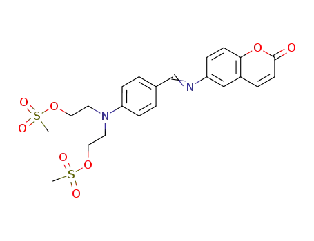 Molecular Structure of 14415-46-4 ([(4-{(E)-[(2-oxo-2H-chromen-6-yl)imino]methyl}phenyl)imino]diethane-2,1-diyl dimethanesulfonate)