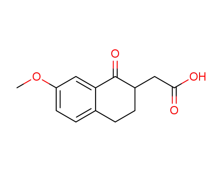 Molecular Structure of 107623-88-1 (2-(7-methoxy-1-oxo-1,2,3,4-tetrahydronaphthalen-2-yl)acetic acid)