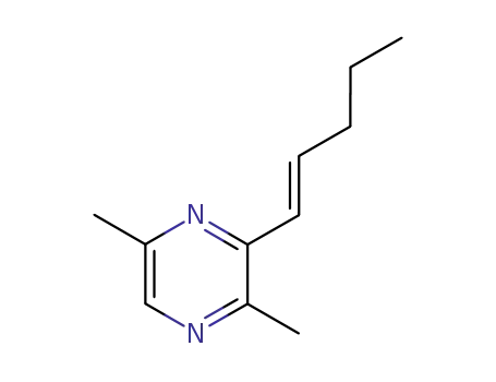 Molecular Structure of 143901-57-9 (Pyrazine, 2,5-dimethyl-3-(1-pentenyl)-, (E)- (9CI))