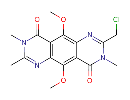 Molecular Structure of 143430-53-9 (Pyrimido[4,5-g]quinazoline-4,9-dione,  2-(chloromethyl)-3,8-dihydro-5,10-dimethoxy-3,7,8-trimethyl-)