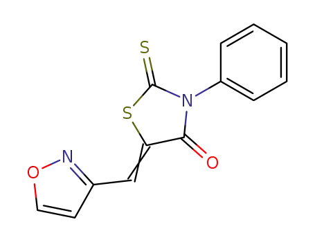 Molecular Structure of 1430-06-4 (5-(1,2-oxazol-3-ylmethylidene)-3-phenyl-2-thioxo-1,3-thiazolidin-4-one)