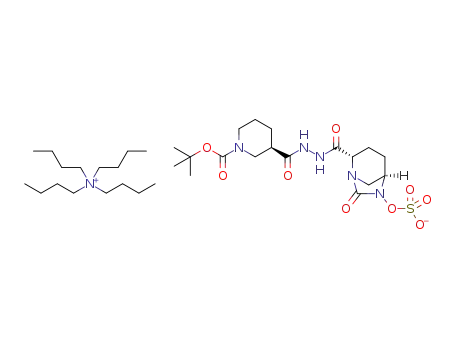 tetrabutylammonium salt of trans-3-[N'-(6-sulfooxy-7-oxo-1,6-diaza-bicyclo[3.2.1]octane-2-carbonyl)hydrazinocarbonyl]-(R)-piperidin-1-carboxylic acid tert-butyl ester