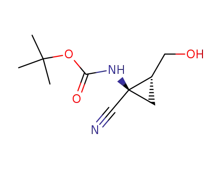 Molecular Structure of 143122-80-9 (Carbamic acid, [1-cyano-2-(hydroxymethyl)cyclopropyl]-, 1,1-dimethylethyl)