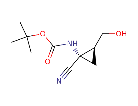 Molecular Structure of 143169-48-6 (Carbamic acid, [1-cyano-2-(hydroxymethyl)cyclopropyl]-, 1,1-dimethylethyl)