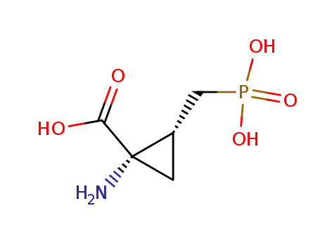 Molecular Structure of 133753-35-2 (Cyclopropanecarboxylic acid, 1-amino-2-(phosphonomethyl)-, (1R,2R)-rel-)
