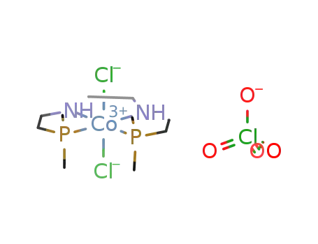 Molecular Structure of 102982-34-3 (trans(Cl,Cl)-dichloro(2,11-dimethyl-5,8-diaza-2,11-diphosphadodecane)cobalt(III) perchlorate)