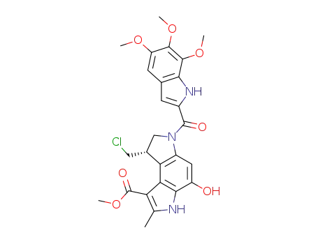 Molecular Structure of 134106-66-4 (methyl 8-(chloromethyl)-4-hydroxy-2-methyl-6-[(5,6,7-trimethoxy-1H-indol-2-yl)carbonyl]-3,6,7,8-tetrahydropyrrolo[3,2-e]indole-1-carboxylate)