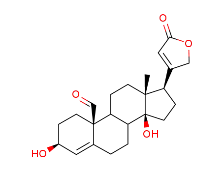 Molecular Structure of 14530-91-7 (3β,14-Dihydroxy-19-oxocarda-4,20(22)-dienolide)