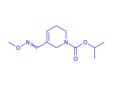 Molecular Structure of 145071-33-6 (1(2H)-Pyridinecarboxylic acid, 3,6-dihydro-5-((methoxyimino)methyl)-,  1-methylethyl ester, (E)-)