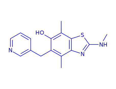 Molecular Structure of 145096-31-7 (6-Benzothiazolol,  4,7-dimethyl-2-(methylamino)-5-(3-pyridinylmethyl)-)