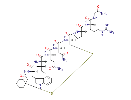 Molecular Structure of 133851-41-9 (beta-Mercapto-beta,beta-cyclopentamethylenepropionic acid-2-trp-8-arg- oxytocin)