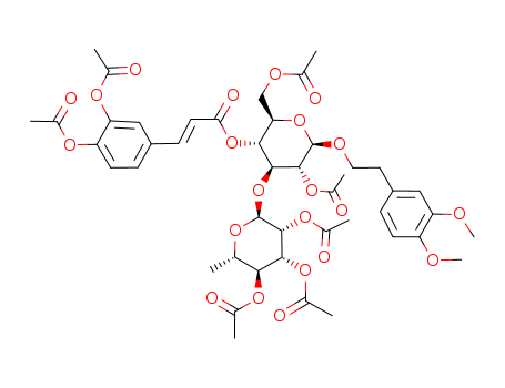 b-D-Glucopyranoside,2-(3,4-dimethoxyphenyl)ethyl 3-O-(2,3,4-tri-O-acetyl-6-deoxy-a-L-mannopyranosyl)-,2,6-diacetate 4-[3-[3,4-bis(acetyloxy)phenyl]-2-propenoate], (E)- (9CI)