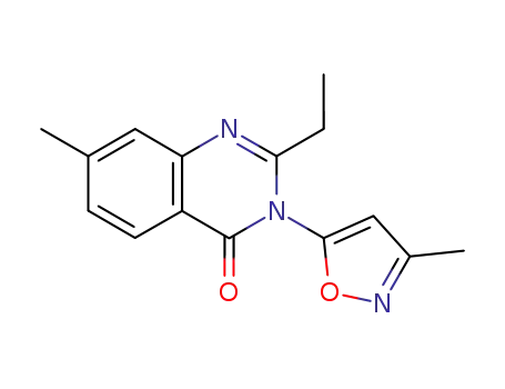 Molecular Structure of 144485-92-7 (2-ethyl-7-methyl-3-(3-methyl-1,2-oxazol-5-yl)quinazolin-4(3H)-one)