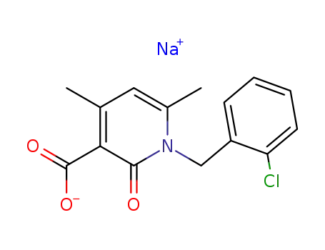Molecular Structure of 64488-28-4 (3-Pyridinecarboxylic acid,
1-[(2-chlorophenyl)methyl]-1,2-dihydro-4,6-dimethyl-2-oxo-, sodium salt)
