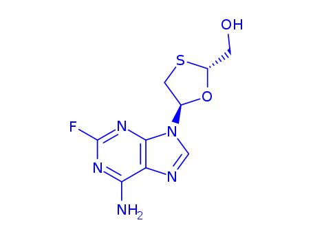 Molecular Structure of 149819-72-7 ([(2S,5S)-5-(6-amino-2-fluoro-9H-purin-9-yl)-1,3-oxathiolan-2-yl]methanol)