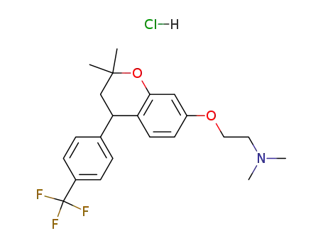 Molecular Structure of 59257-24-8 (2-({2,2-dimethyl-4-[4-(trifluoromethyl)phenyl]-3,4-dihydro-2H-chromen-7-yl}oxy)-N,N-dimethylethanamine hydrochloride (1:1))