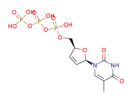 Molecular Structure of 26194-89-8 (2',3'-dideoxy-2',3'-dehydrothymidine 5'-triphosphate)