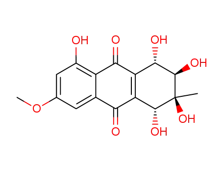 Molecular Structure of 149715-93-5 ((1R,2S,3S,4S)-1,2,3,4,5-pentahydroxy-7-methoxy-2-methyl-1,2,3,4-tetrahydroanthracene-9,10-dione)