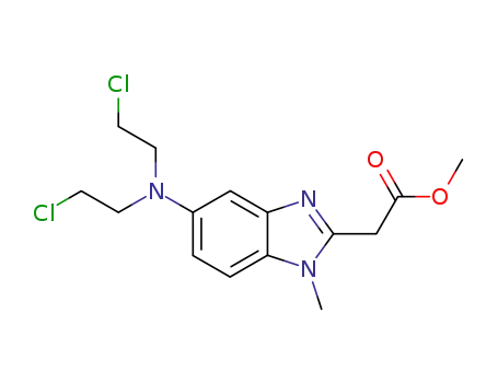 Molecular Structure of 134426-36-1 (5-(bis(2-chloroethyl)amino)-1-methylbenzimidazolyl-2-acetic acid methyl ester)