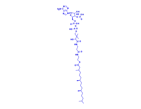 Molecular Structure of 146622-45-9 ([(2S,3S,4R,5R)-5-(6-aminopurin-9-yl)-4-hydroxy-2-[[hydroxy-[hydroxy-[3-hydroxy-2,2-dimethyl-3-[2-[2-[(3S,7S,11R)-3,7,11,15-tetramethylhexadecanoyl]sulfanylethylcarbamoyl]ethylcarbamoyl]propoxy]phosphoryl]oxy-phosphoryl]oxymethyl]oxolan-3-yl]oxyphosphonic acid)