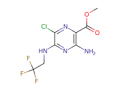 Molecular Structure of 1458-31-7 (methyl 3-amino-6-chloro-5-[(2,2,2-trifluoroethyl)amino]pyrazine-2-carboxylate)