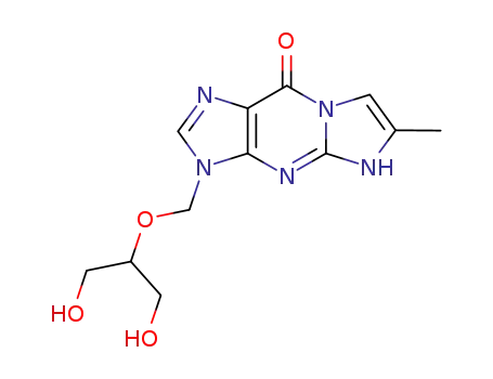 Molecular Structure of 134287-58-4 (3,9-dihydro-3-((1,3-dihydroxy-2-propoxy)methyl)-6-methyl-9-oxo-5H-imidazol(1,2-a)purine)