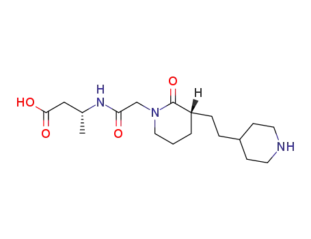 Molecular Structure of 146144-48-1 ((3R)-3-[[2-[(3R)-2-oxo-3-[2-(4-piperidyl)ethyl]-1-piperidyl]acetyl]amino]butanoic acid)