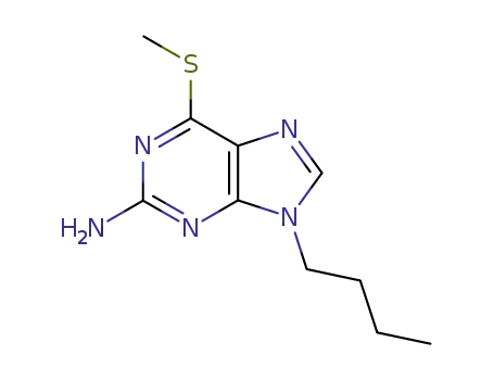 Molecular Structure of 14666-87-6 (9-butyl-6-(methylsulfanyl)-9H-purin-2-amine)