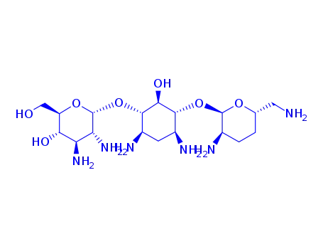 Molecular Structure of 147920-24-9 ((1R,2S,3S,4R,6S)-4,6-diamino-3-[(2,3-diamino-2,3-dideoxy-alpha-D-glucopyranosyl)oxy]-2-hydroxycyclohexyl 2,6-diamino-2,3,4,6-tetradeoxy-alpha-D-erythro-hexopyranoside)