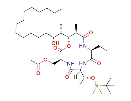 Acetic acid (3S,6S,9S,12R,13R)-6-[(R)-1-(tert-butyl-dimethyl-silanyloxy)-ethyl]-13-((1S,2R)-2-hydroxy-1-methyl-pentadecyl)-9-isopropyl-12-methyl-2,5,8,11-tetraoxo-1-oxa-4,7,10-triaza-cyclotridec-3-ylmethyl ester