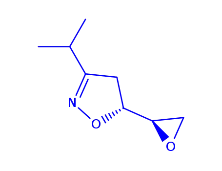 Molecular Structure of 147289-10-9 (Isoxazole, 4,5-dihydro-3-(1-methylethyl)-5-oxiranyl-, (R*,R*)- (9CI))