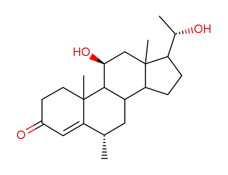 Molecular Structure of 1474-73-3 ((6alpha,11beta,20R)-11,20-dihydroxy-6-methylpregn-4-en-3-one)