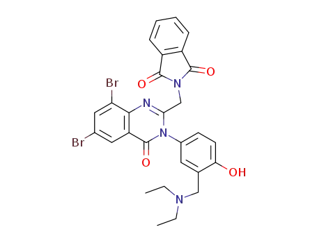 Molecular Structure of 134700-36-0 (2-[(6,8-dibromo-3-{3-[(diethylamino)methyl]-4-hydroxyphenyl}-4-oxo-3,4-dihydroquinazolin-2-yl)methyl]-1H-isoindole-1,3(2H)-dione)