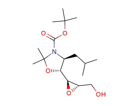 Molecular Structure of 134458-58-5 ((2S,3R)-3-<3-(tert-butyloxycarbonyl)-2,2-dimethyl-4(S)-isobutyl-5(R)-oxazolidinyl>-2,3-epoxy-1-propanol)