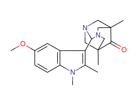 Molecular Structure of 134828-32-3 (2-(5-methoxy-1,2-dimethyl-1H-indol-3-yl)-5,7-dimethyl-1,3-diazatricyclo[3.3.1.1~3,7~]decan-6-one)