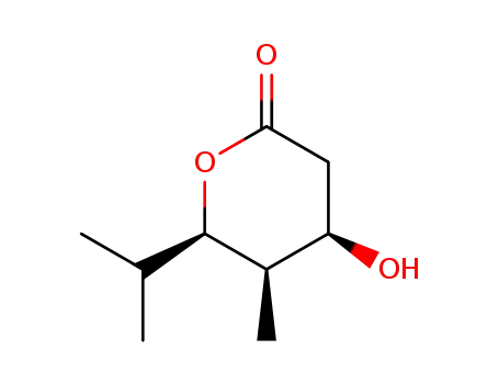Molecular Structure of 616207-71-7 (2H-Pyran-2-one,tetrahydro-4-hydroxy-5-methyl-6-(1-methylethyl)-,(4S,5R,6S)-(9CI))