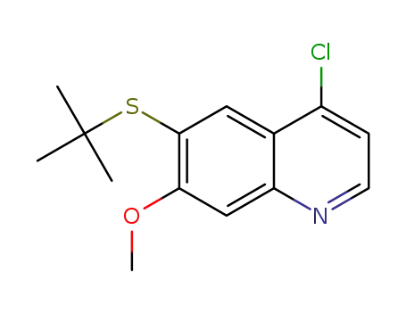 Molecular Structure of 1398054-54-0 (4-chloro-6-[(1,1-dimethylethyl)thio]-7-(methyloxy)quinoline)