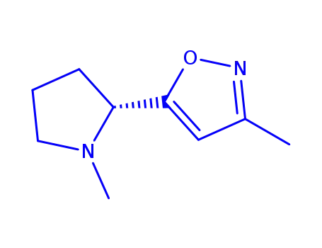 Molecular Structure of 147402-53-7 (Isoxazole, 3-methyl-5-[(2S)-1-methyl-2-pyrrolidinyl]- (9CI))
