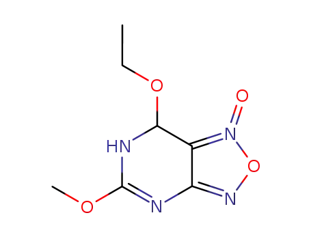 Molecular Structure of 147591-83-1 ([1,2,5]Oxadiazolo[3,4-d]pyrimidine,7-ethoxy-6,7-dihydro-5-methoxy-,1-oxide(9CI))