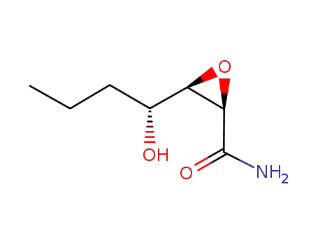Molecular Structure of 147649-14-7 (Oxiranecarboxamide, 3-(1-hydroxybutyl)-, [2R-[2alpha,3alpha(R*)]]- (9CI))